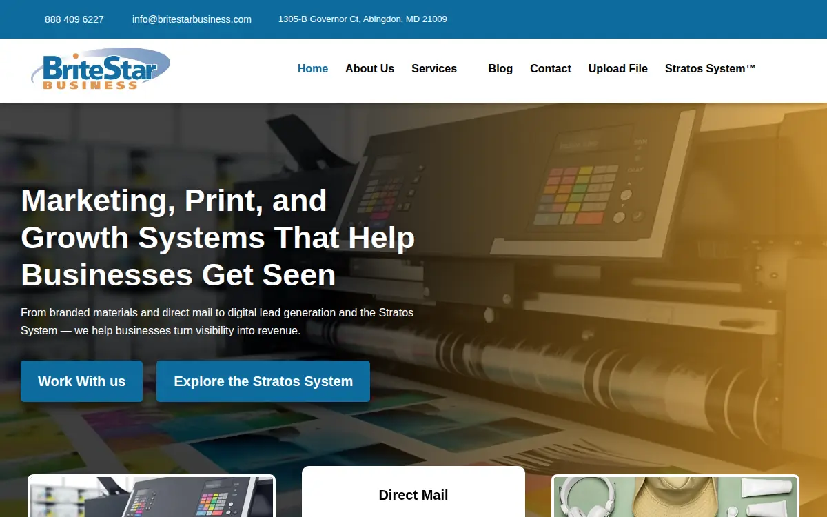 Homepage of Britestar Business Solutions, INC