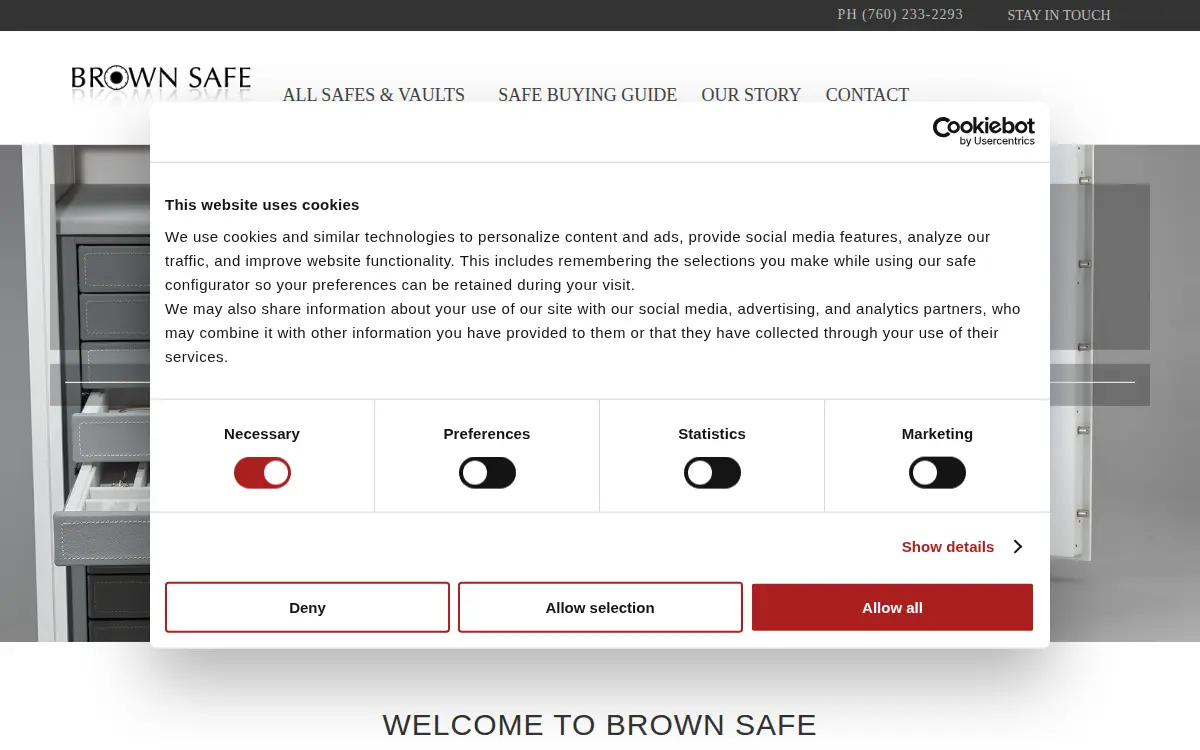 Homepage of Brown Safe Manufacturing, INC.