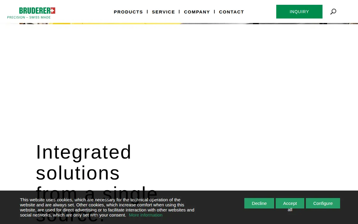Homepage of Bruderer Machinery, INC