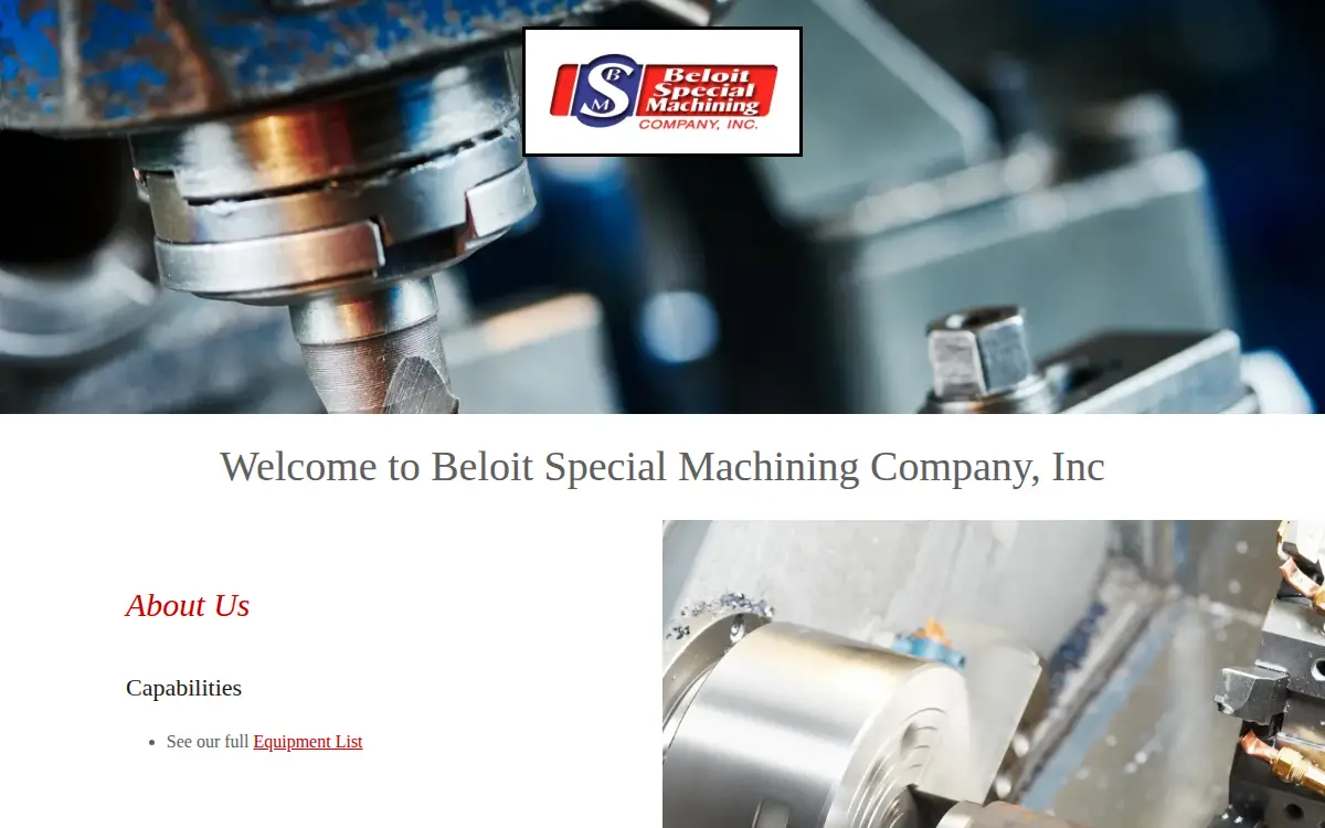Homepage of Beloit Special Machining CO INC
