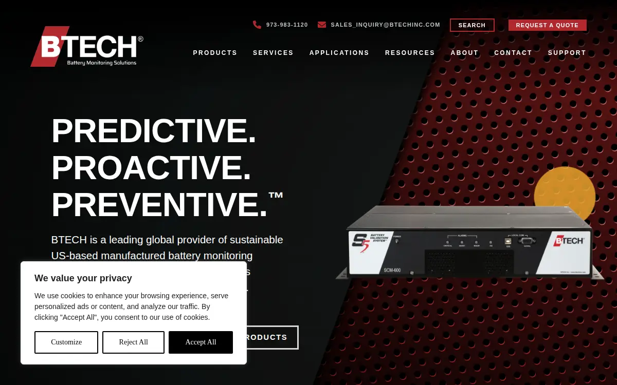 Homepage of Btech INC.