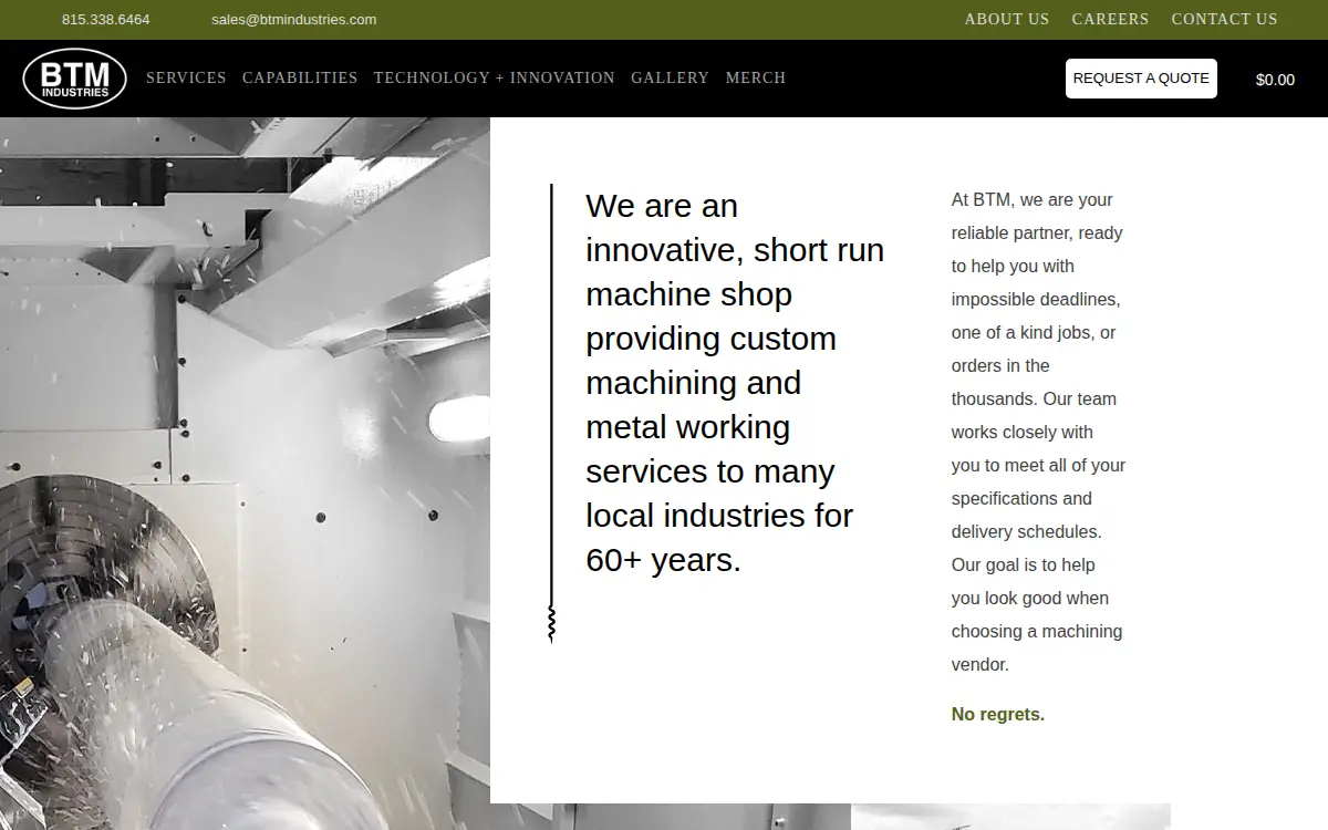 Homepage of B T M Industries INC