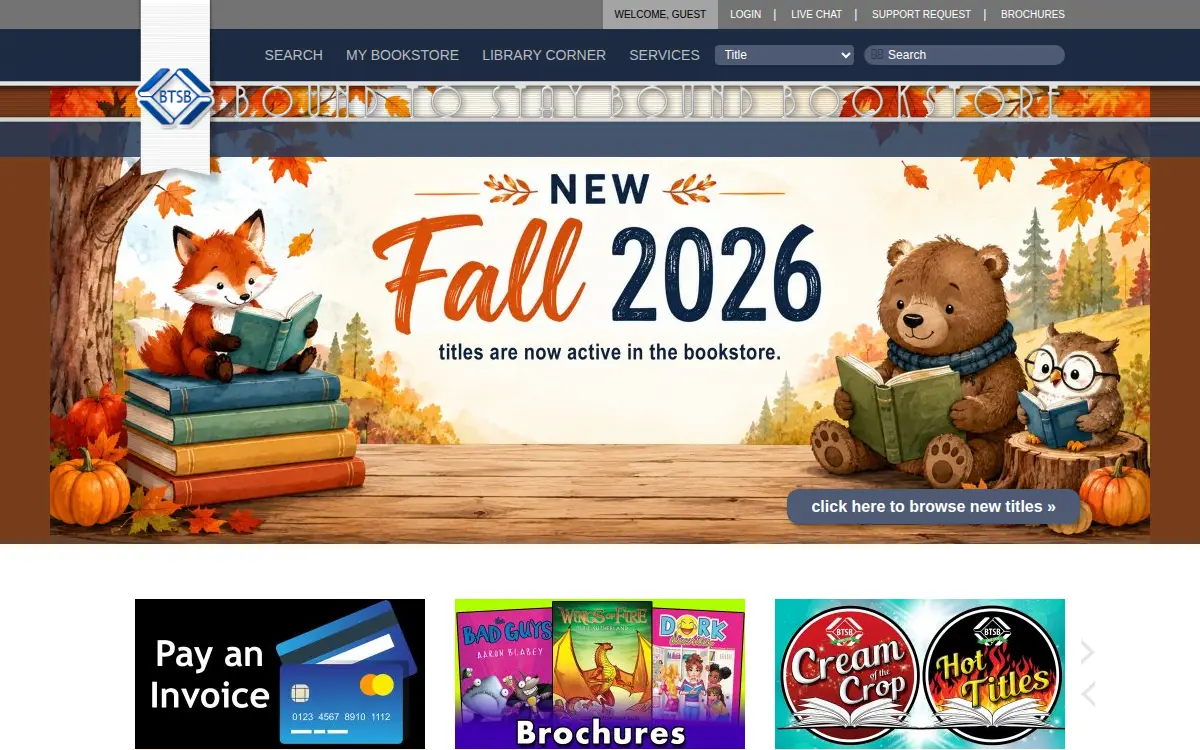 Homepage of Bound to Stay Bound Books, INC.