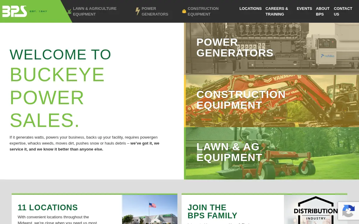 Homepage of Buckeye Power Sales CO INC