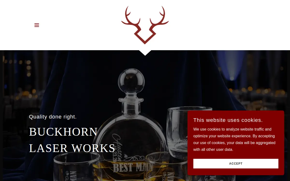 Homepage of Buckhorn Laser Works, LLC