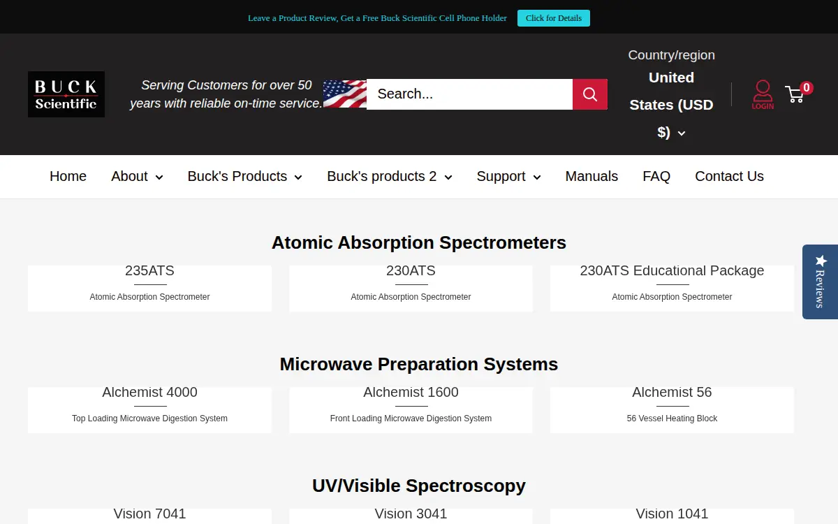 Homepage of Buck Scientific Instruments, LLC