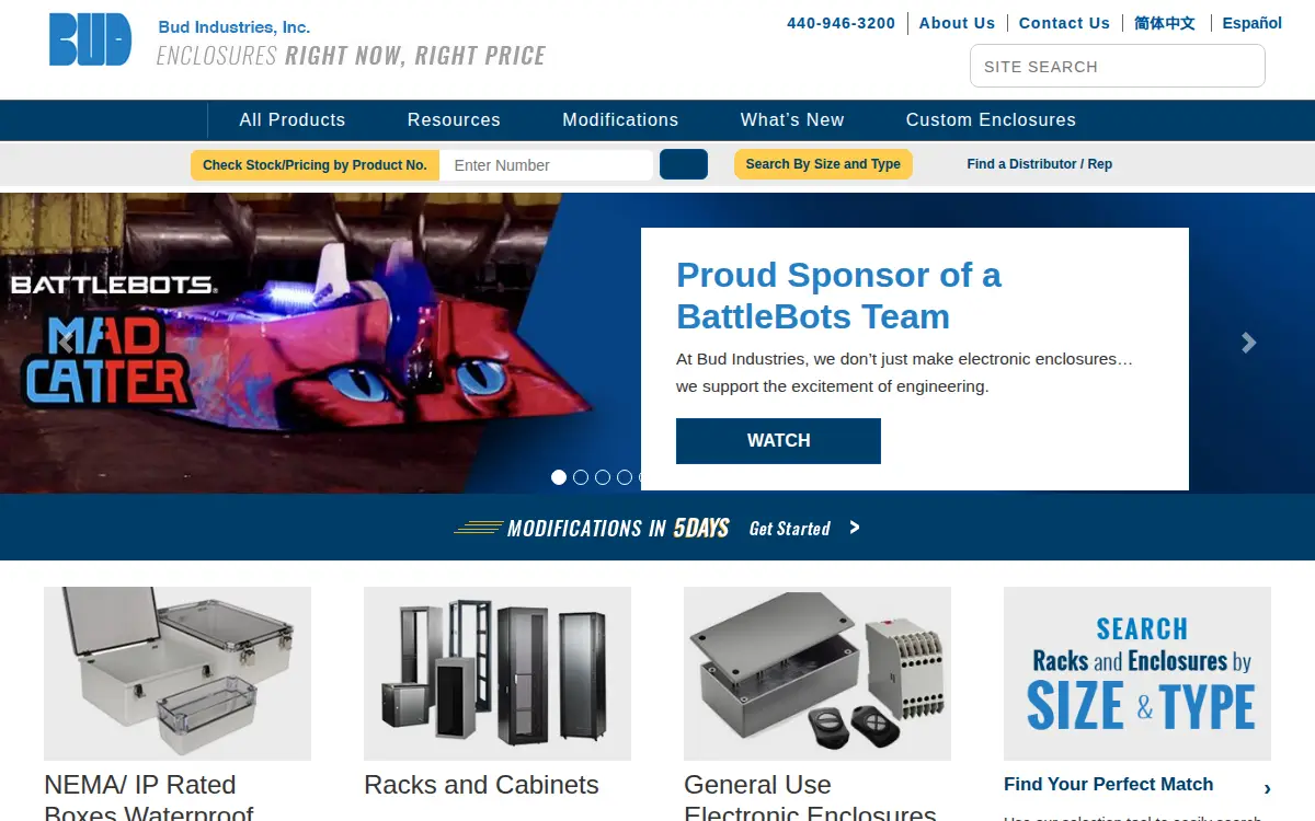 Homepage of Bud Industries INC