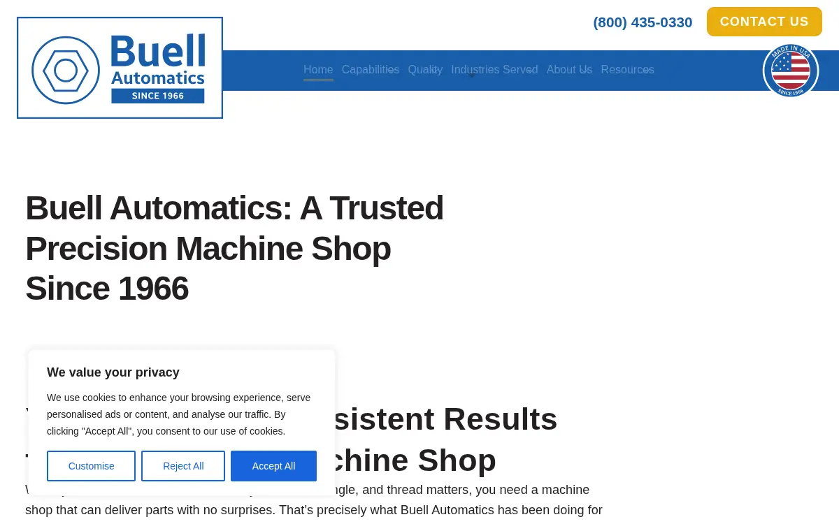 Homepage of Buell Automatics INC.