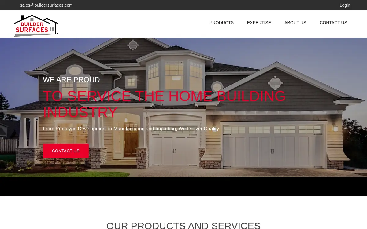 Homepage of Builder Surfaces Technology LLC