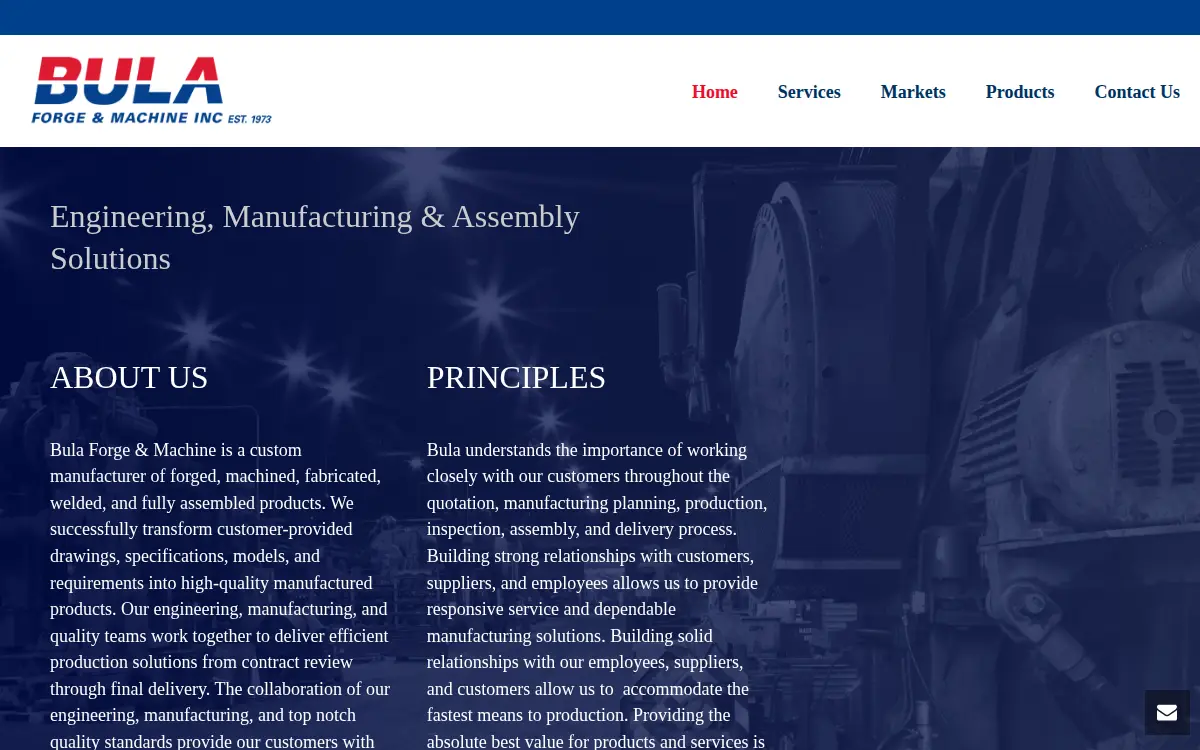 Homepage of Bula Forge & Machine INC