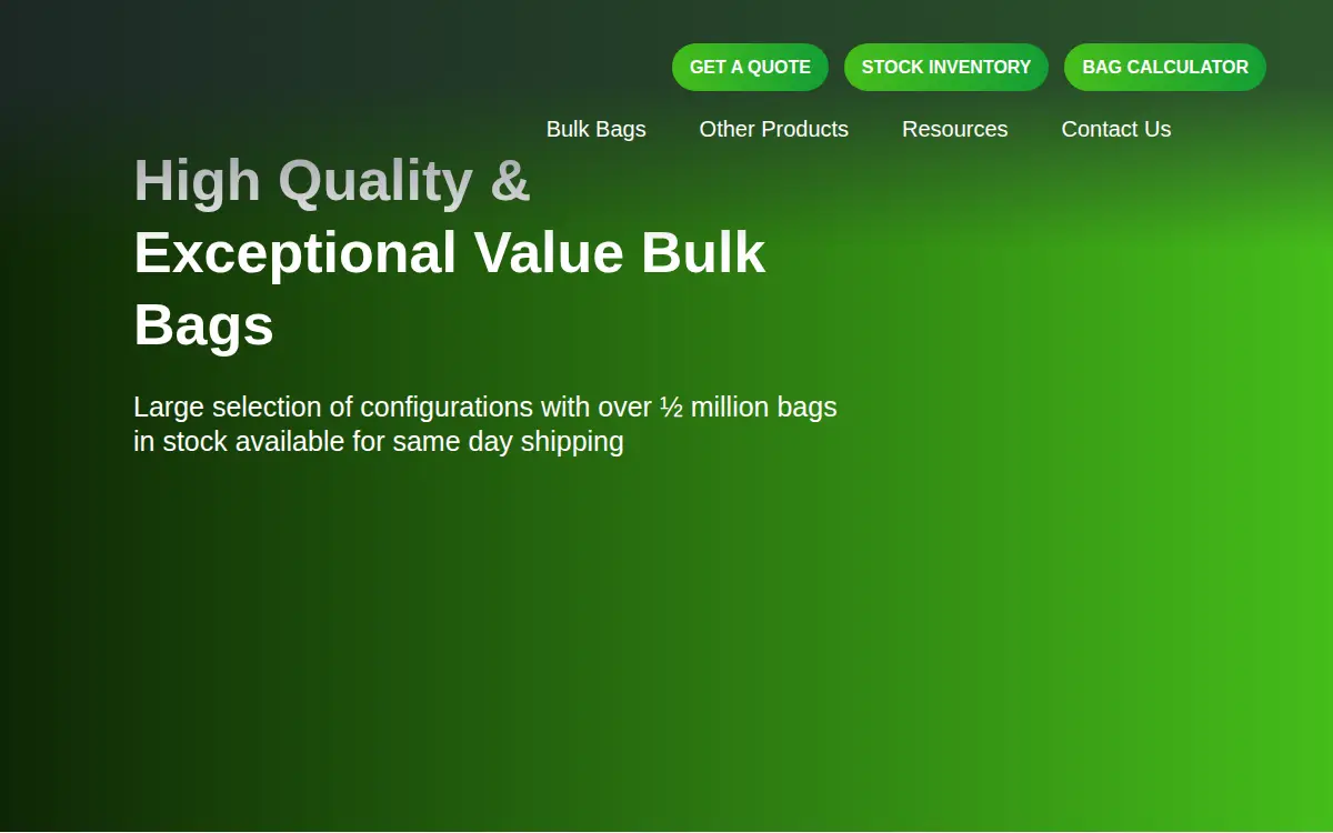 Homepage of Bulk Bag Depot INC