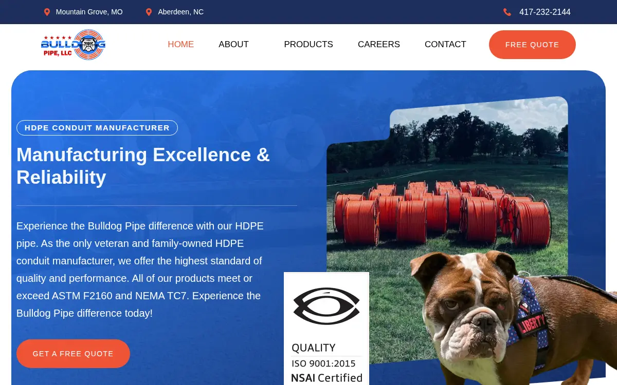Homepage of Bulldog Pipe LLC