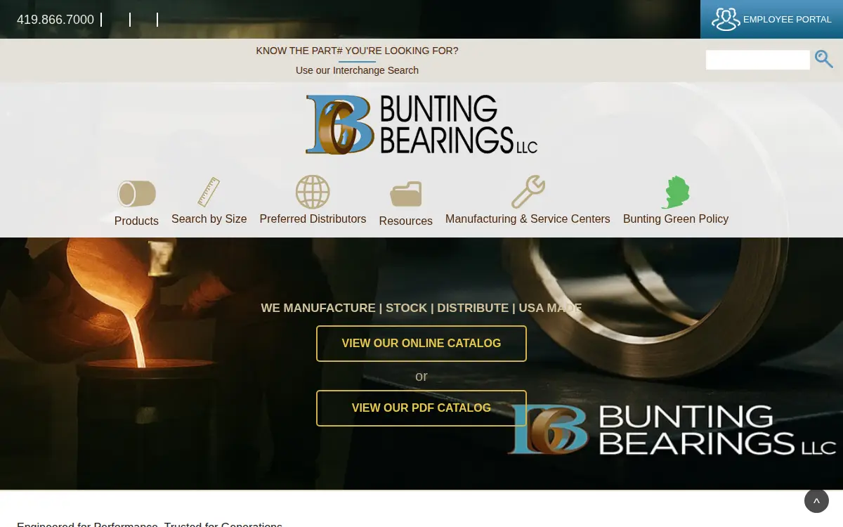 Homepage of Bunting Bearings LLC