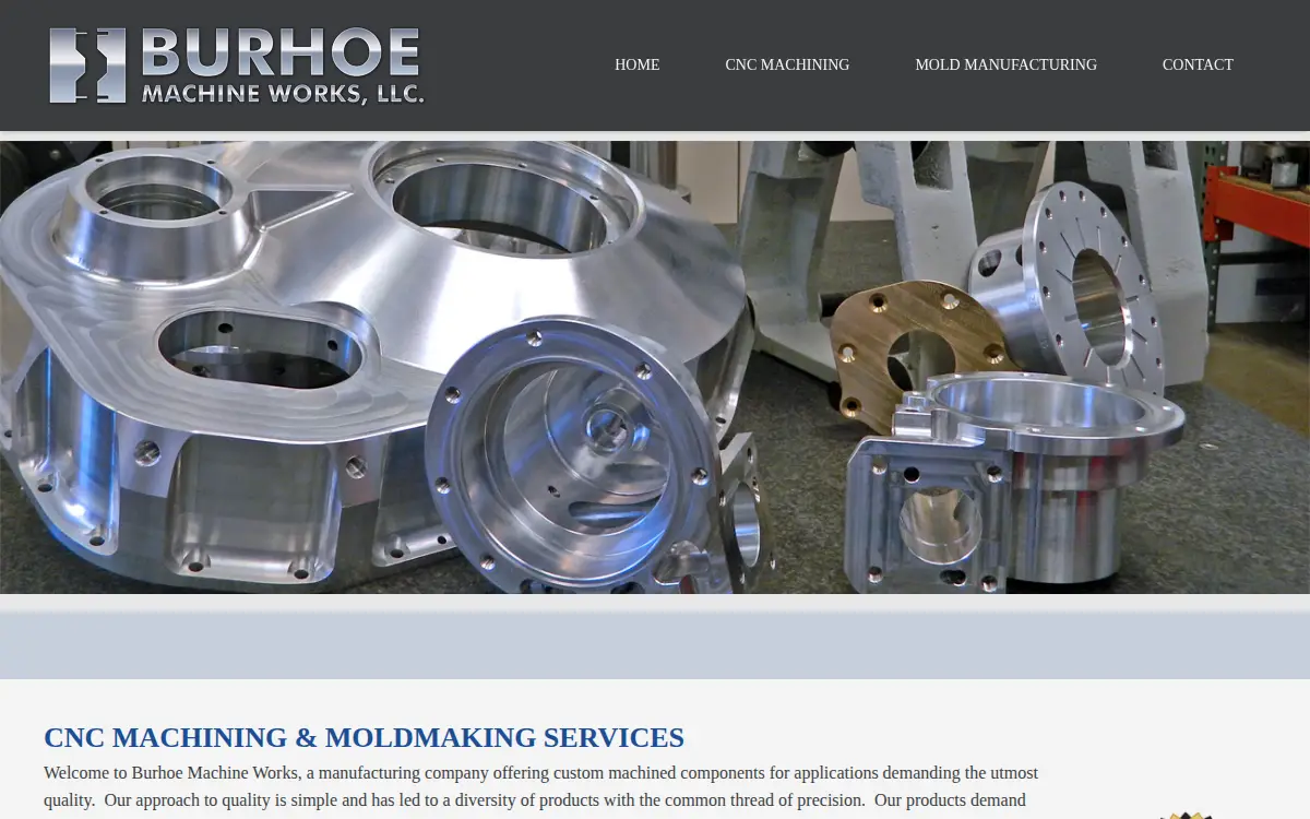 Homepage of Burhoe Machine Works, LLC