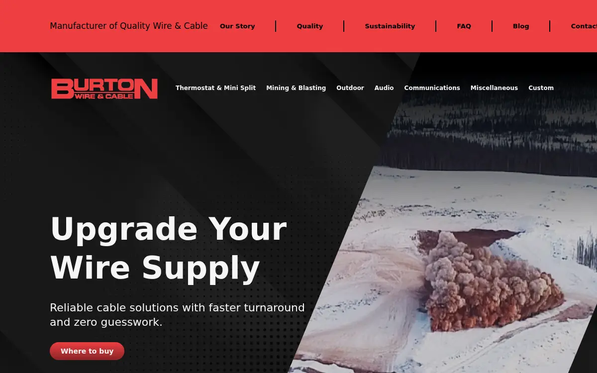 Homepage of Burton Wire & Cable, LLC