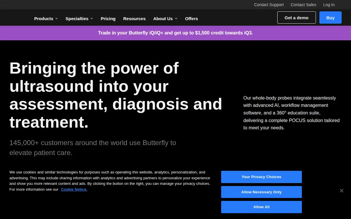Homepage of Butterfly Network, INC.