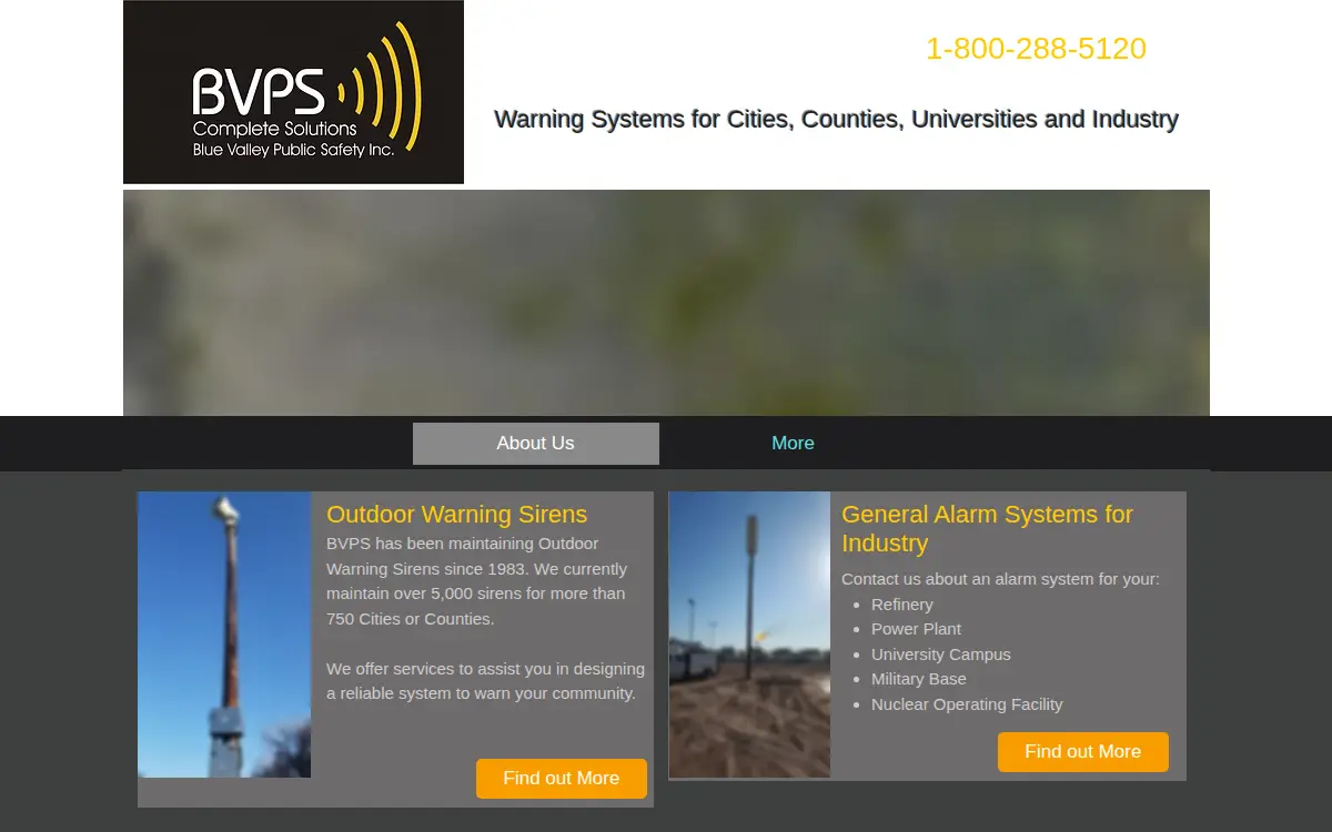 Homepage of Blue Valley Public Safety, INC.