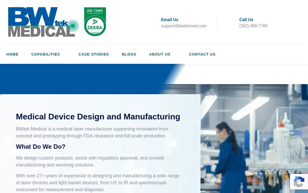 Homepage of B & W Tek INC