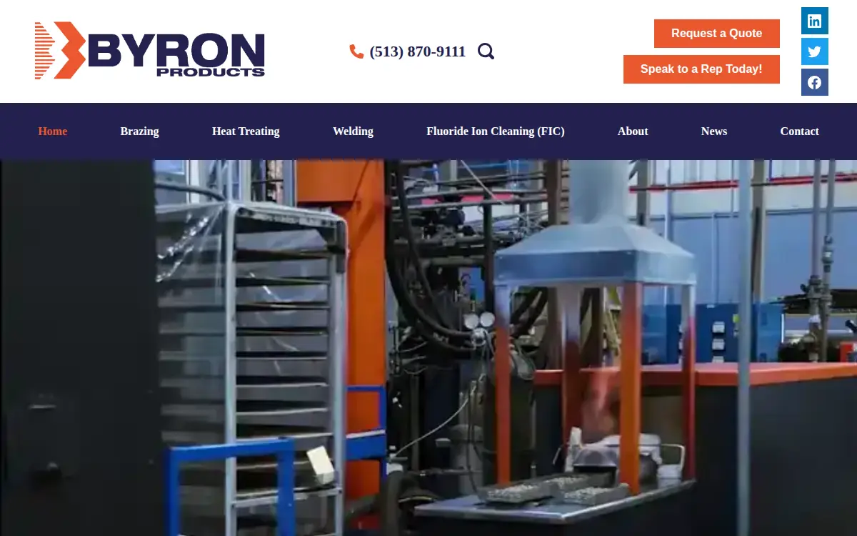 Homepage of Byron Products, INC.
