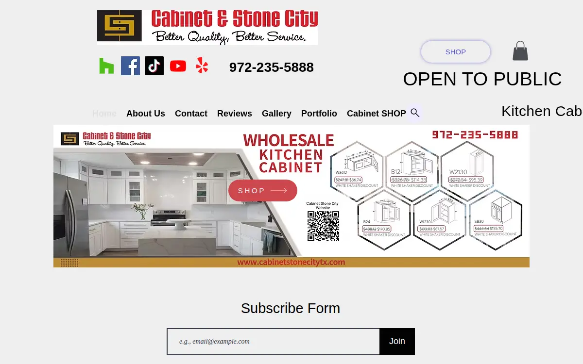 Homepage of Kitchen & Bath World, LLC