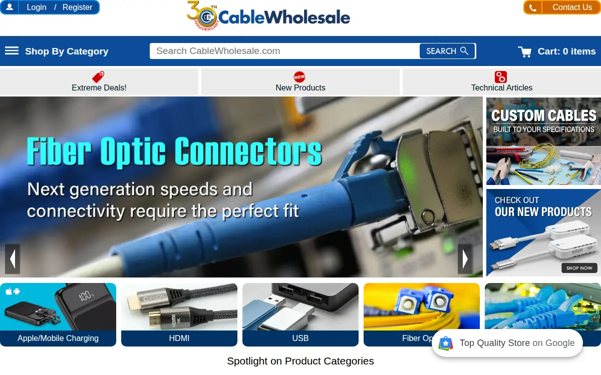 Homepage of Cable Wholesale.com, INC