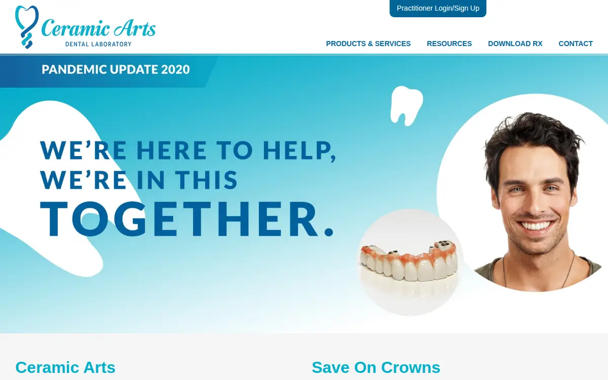 Homepage of Ceramic Arts Dental Laboratories, INC.