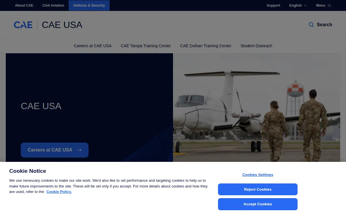 Homepage of Cae USA INC.