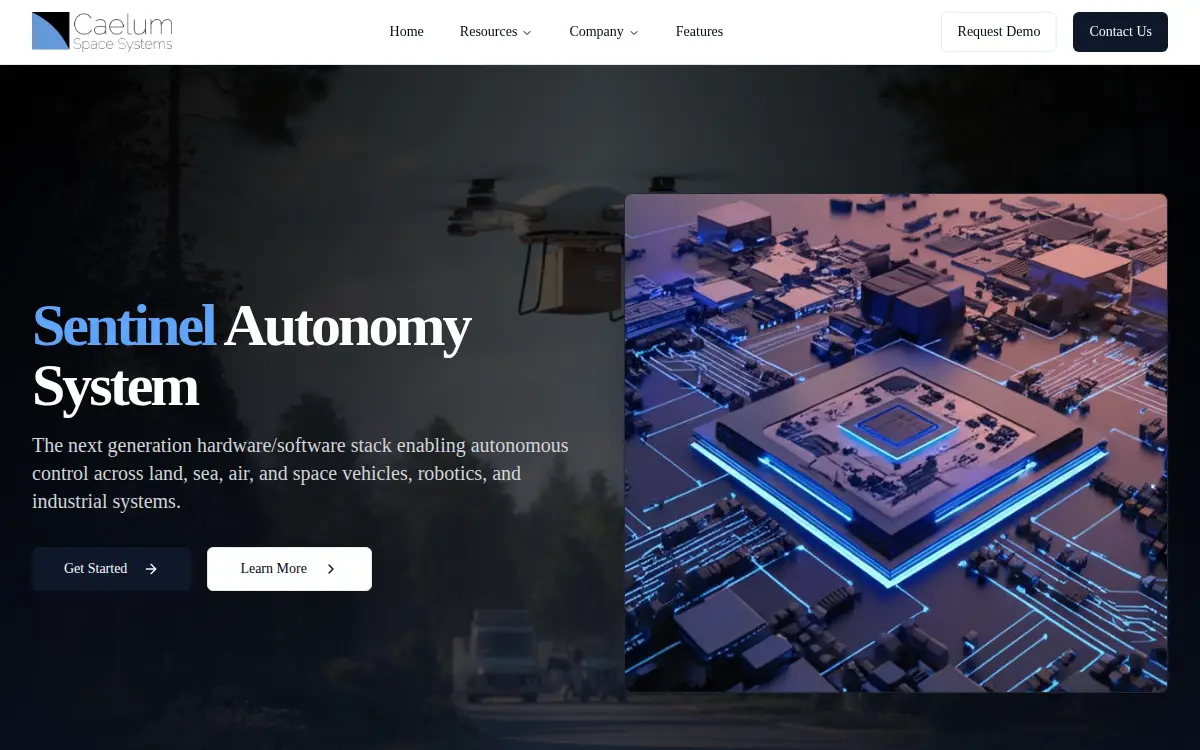 Homepage of Caelum Space LLC