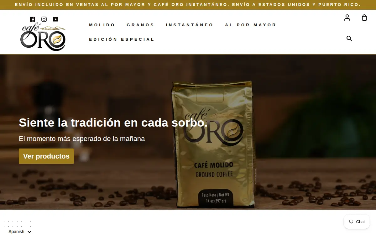 Homepage of Cafe Oro De Puerto Rico, INC