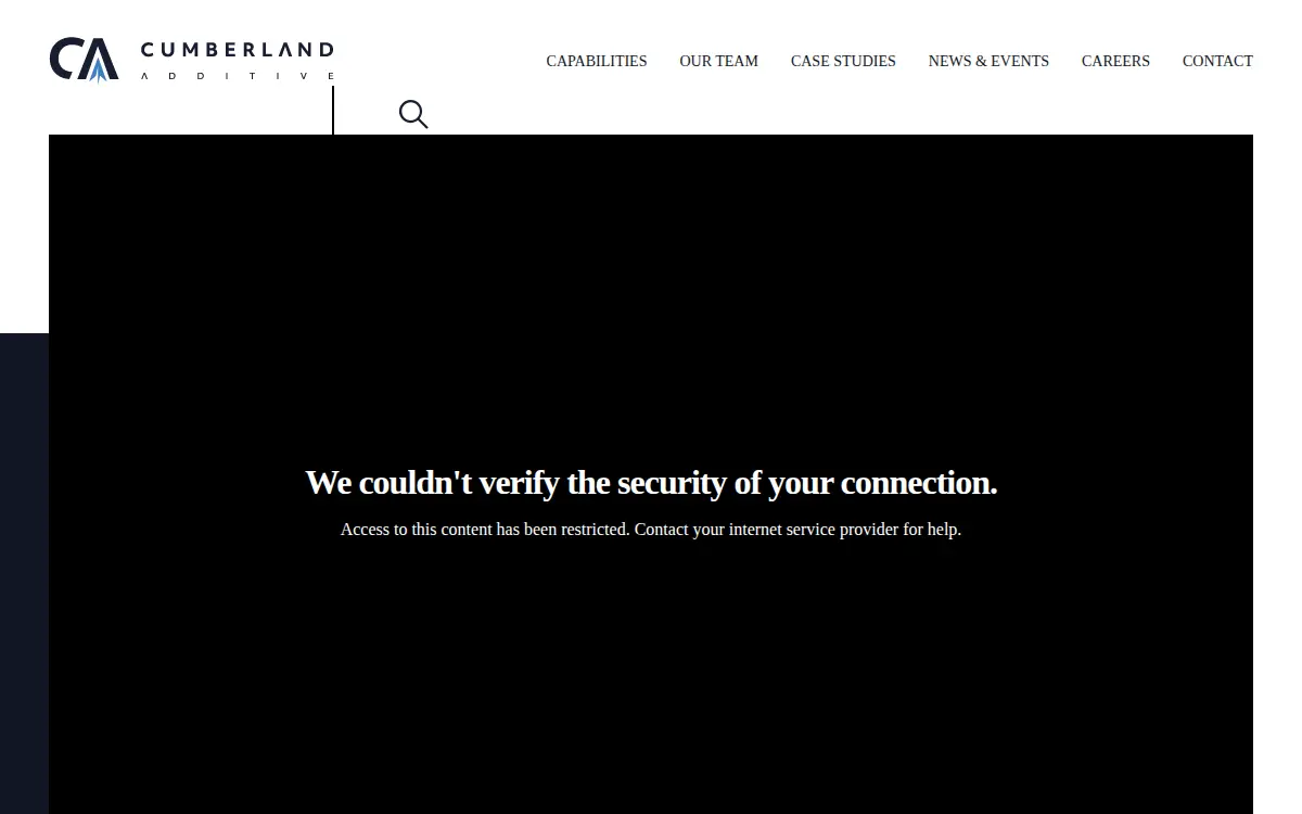 Homepage of Cumberland Additive, INC
