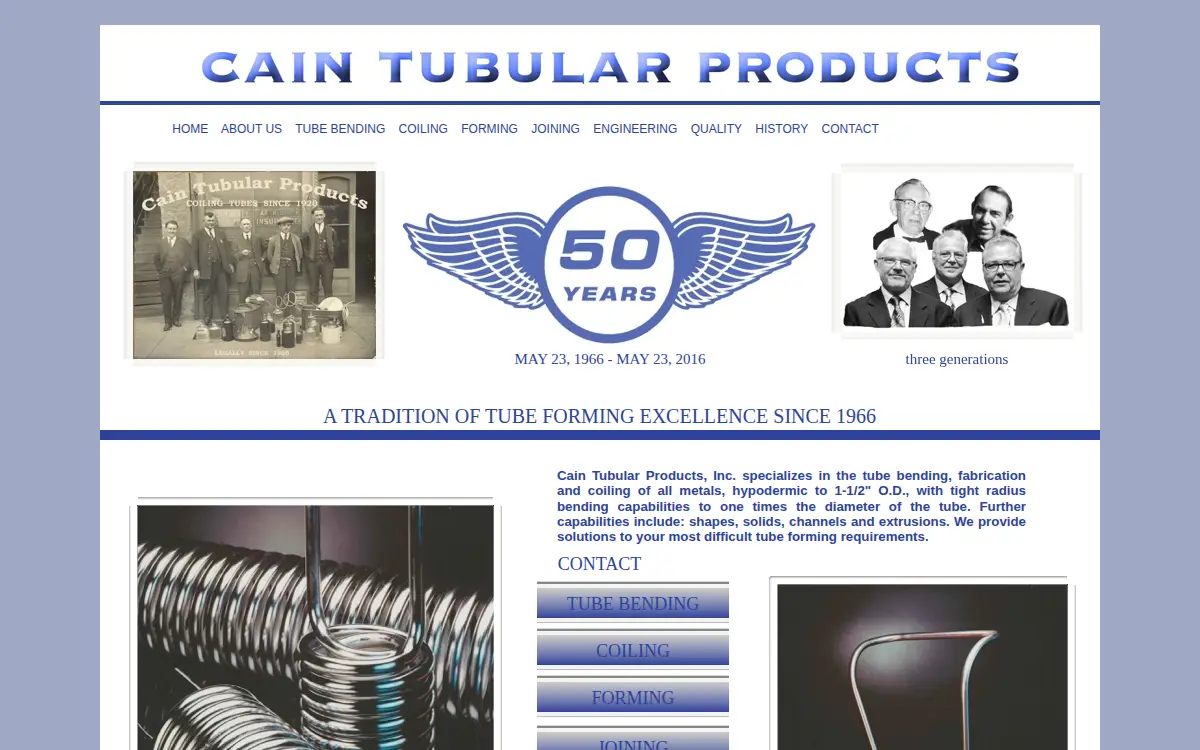 Homepage of Cain Tubular Products, INC
