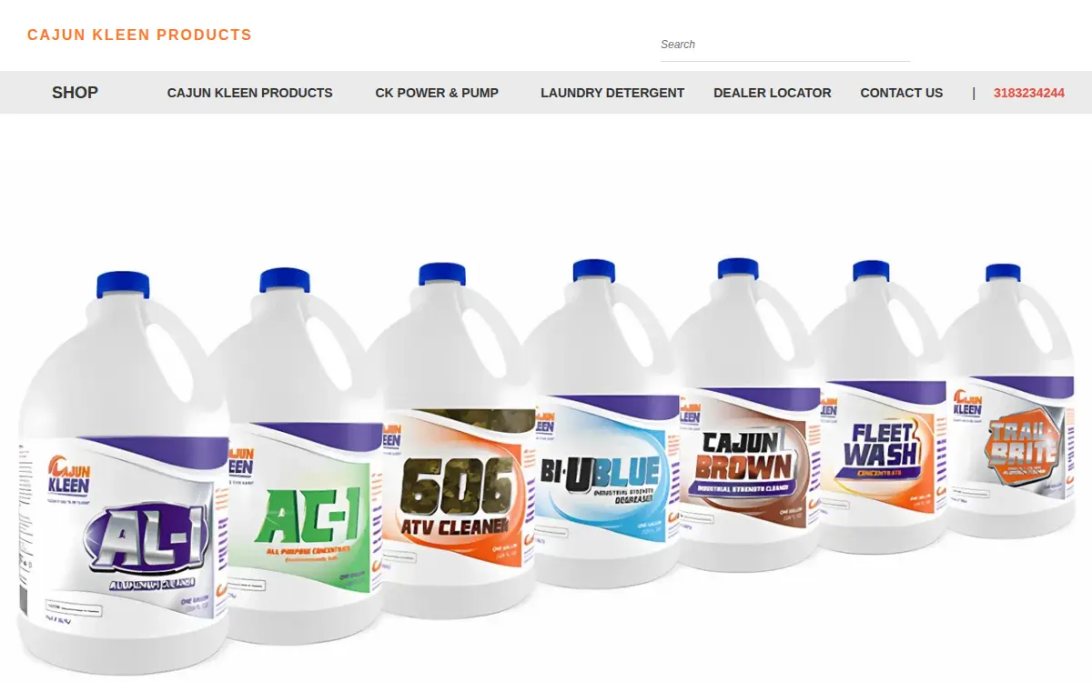 Homepage of Cajun Kleen Products, LLC