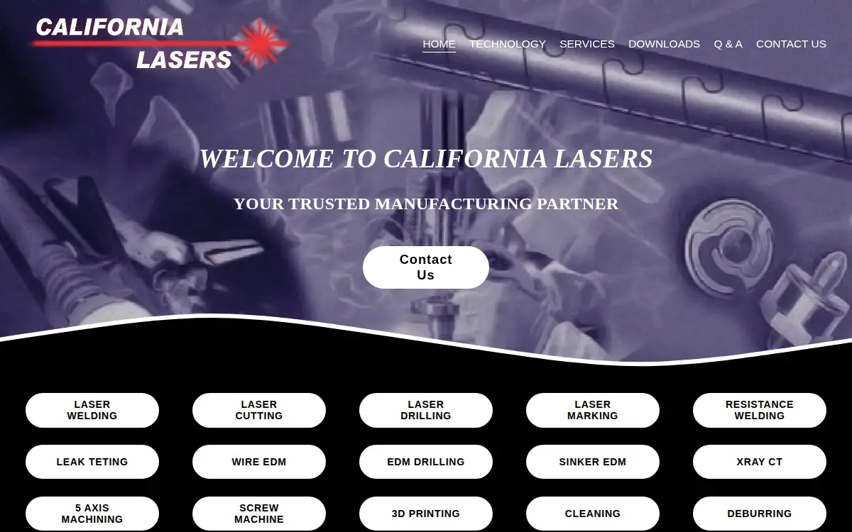 Homepage of California Lasers, INC.