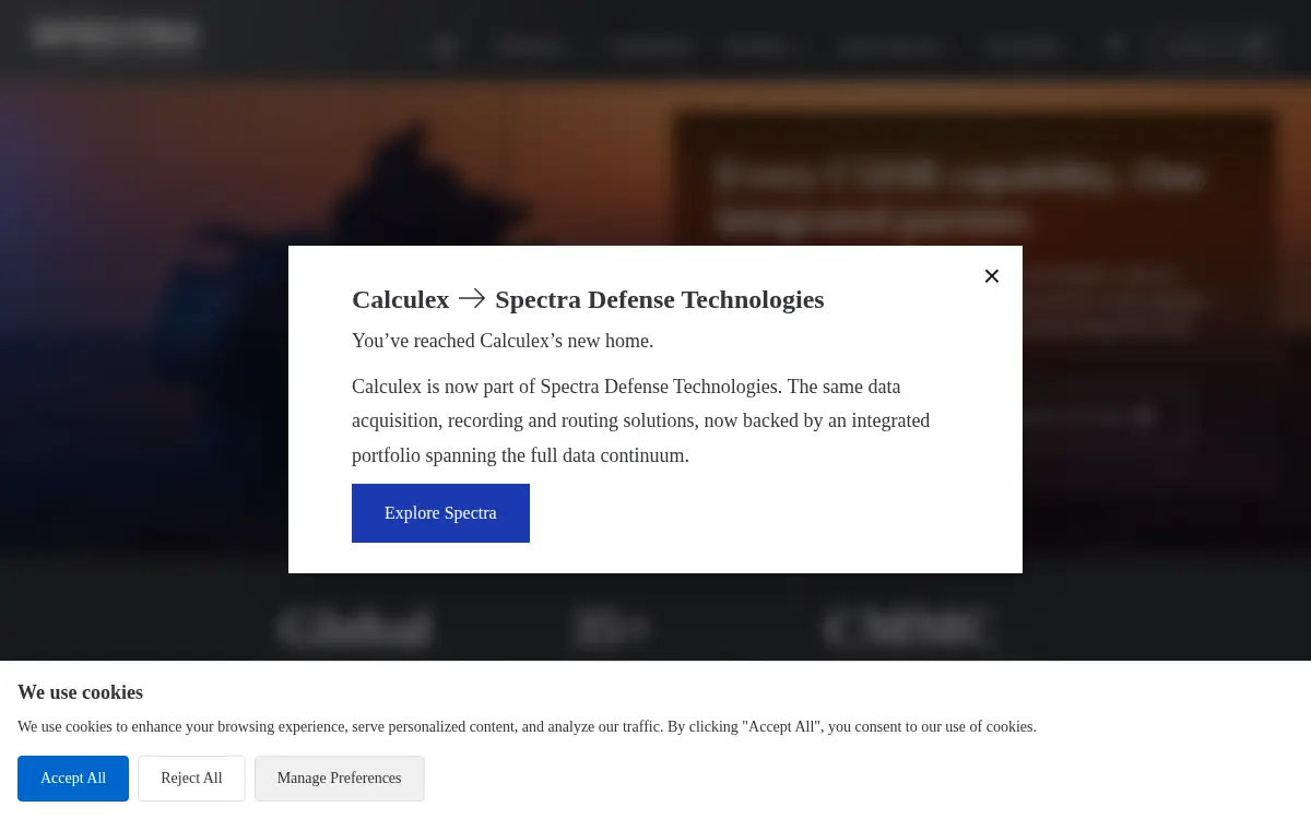 Homepage of Calculex INC