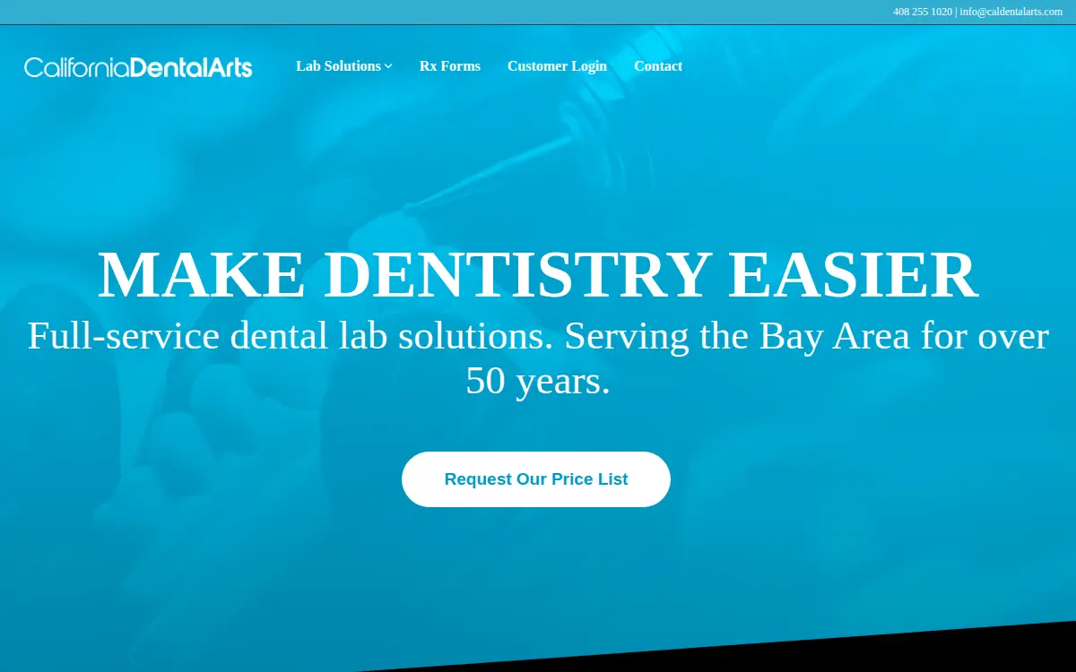 Homepage of California Dental Arts, LLC