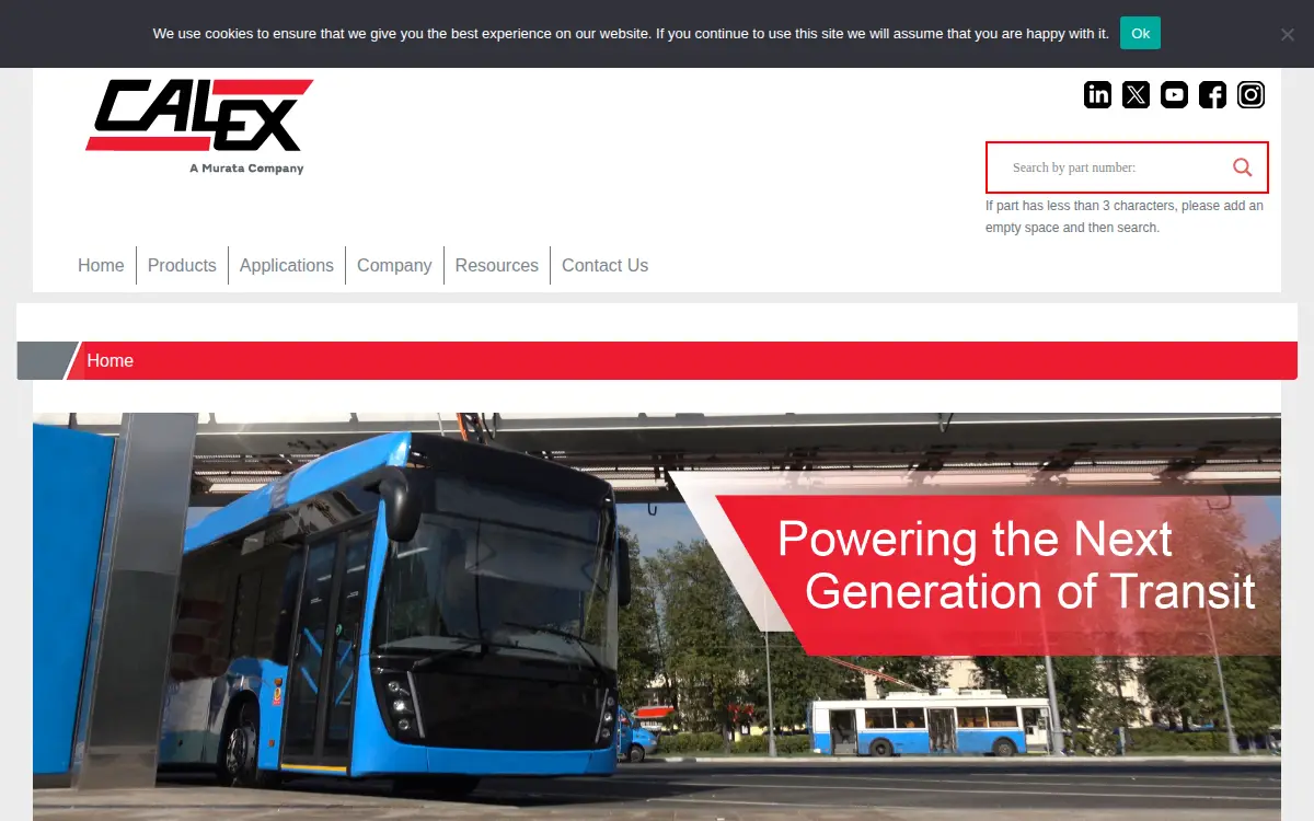 Homepage of Calex Mfg. Co., INC.