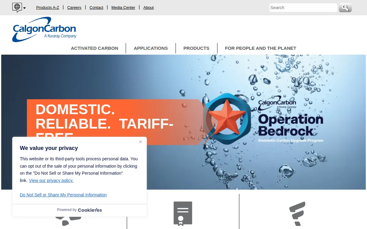 Homepage of Calgon Carbon Corporation