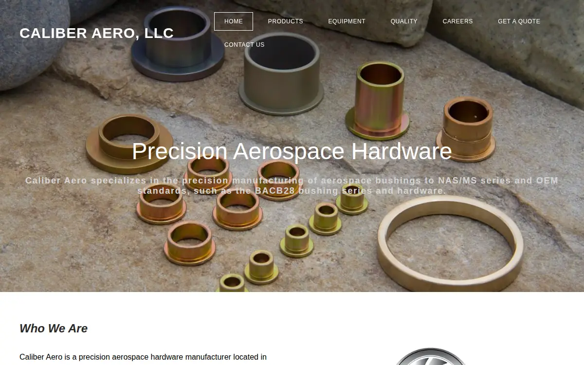 Homepage of Caliber Aerospace, LLC