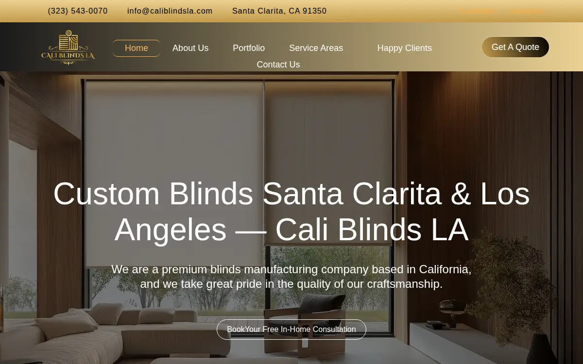 Homepage of Cali Blinds La LLC