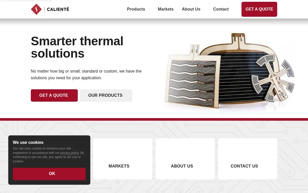 Homepage of Caliente LLC