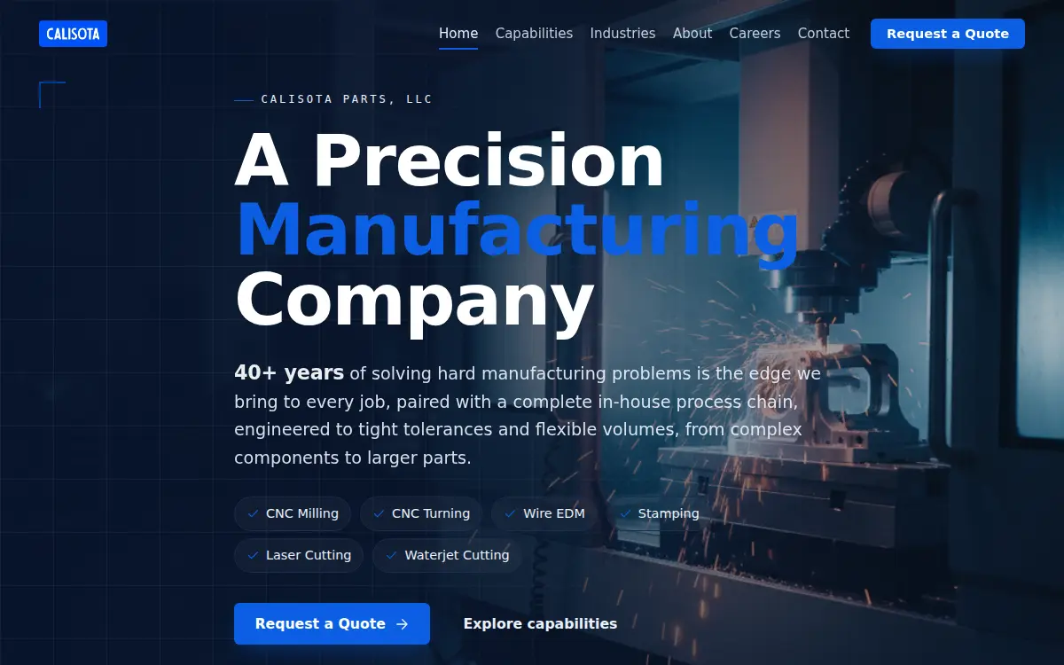 Homepage of Calisota Parts, LLC
