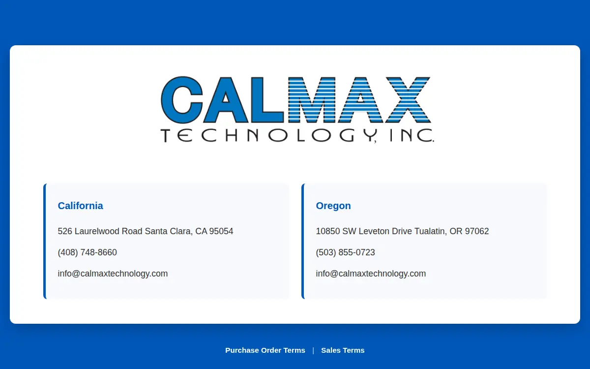 Homepage of Calmax Technology, INC.