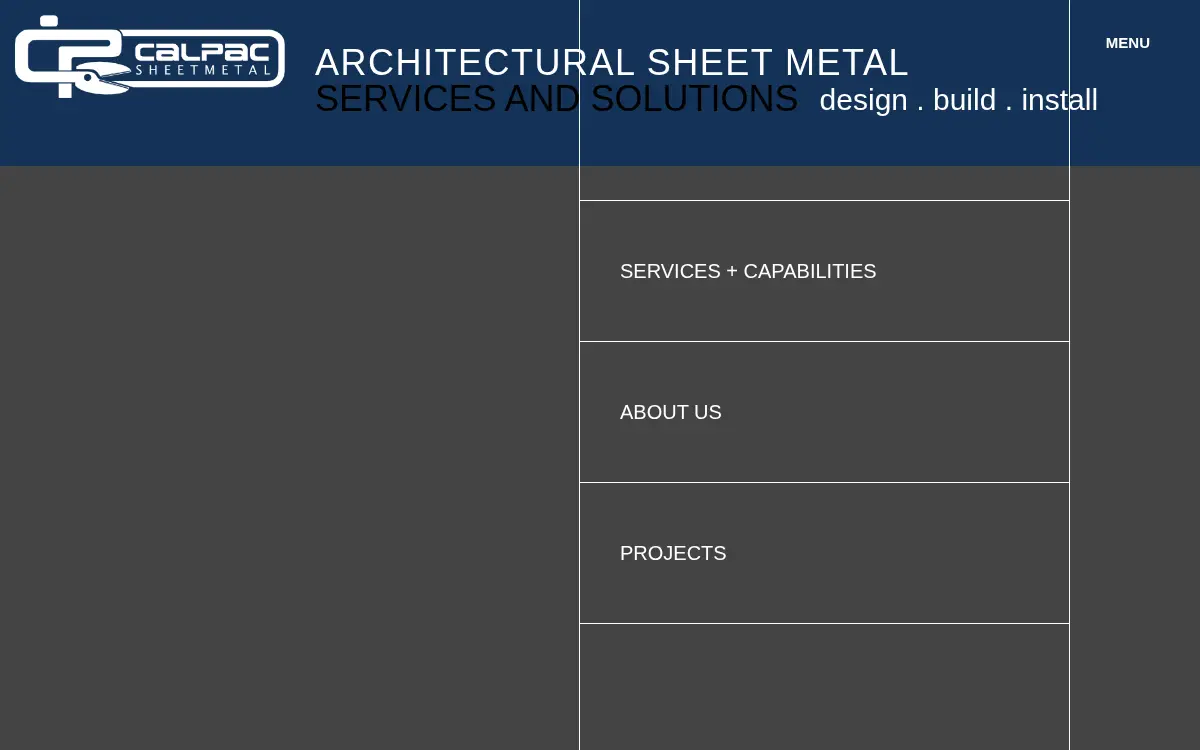 Homepage of Cal Pac Sheet Metal, INC.