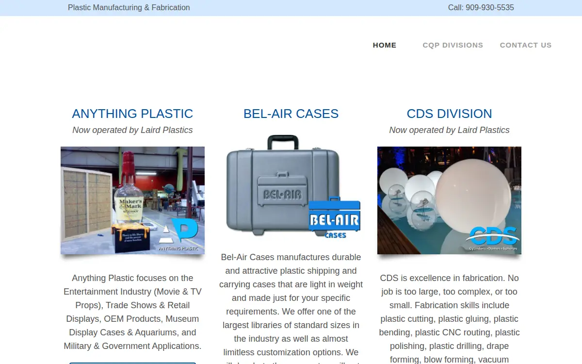 Homepage of California Quality Plastics, INC.