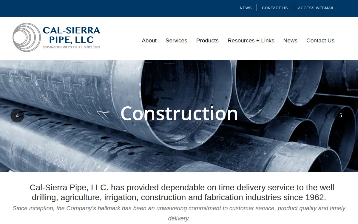 Homepage of Cal-sierra Pipe, LLC