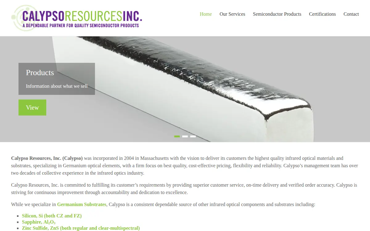 Homepage of Calypso Resources, INC.