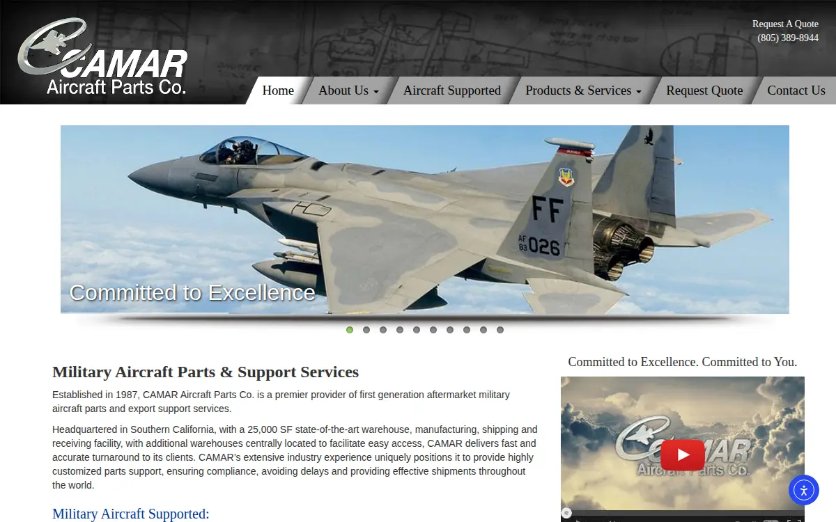Homepage of Camar Aircraft Parts CO.