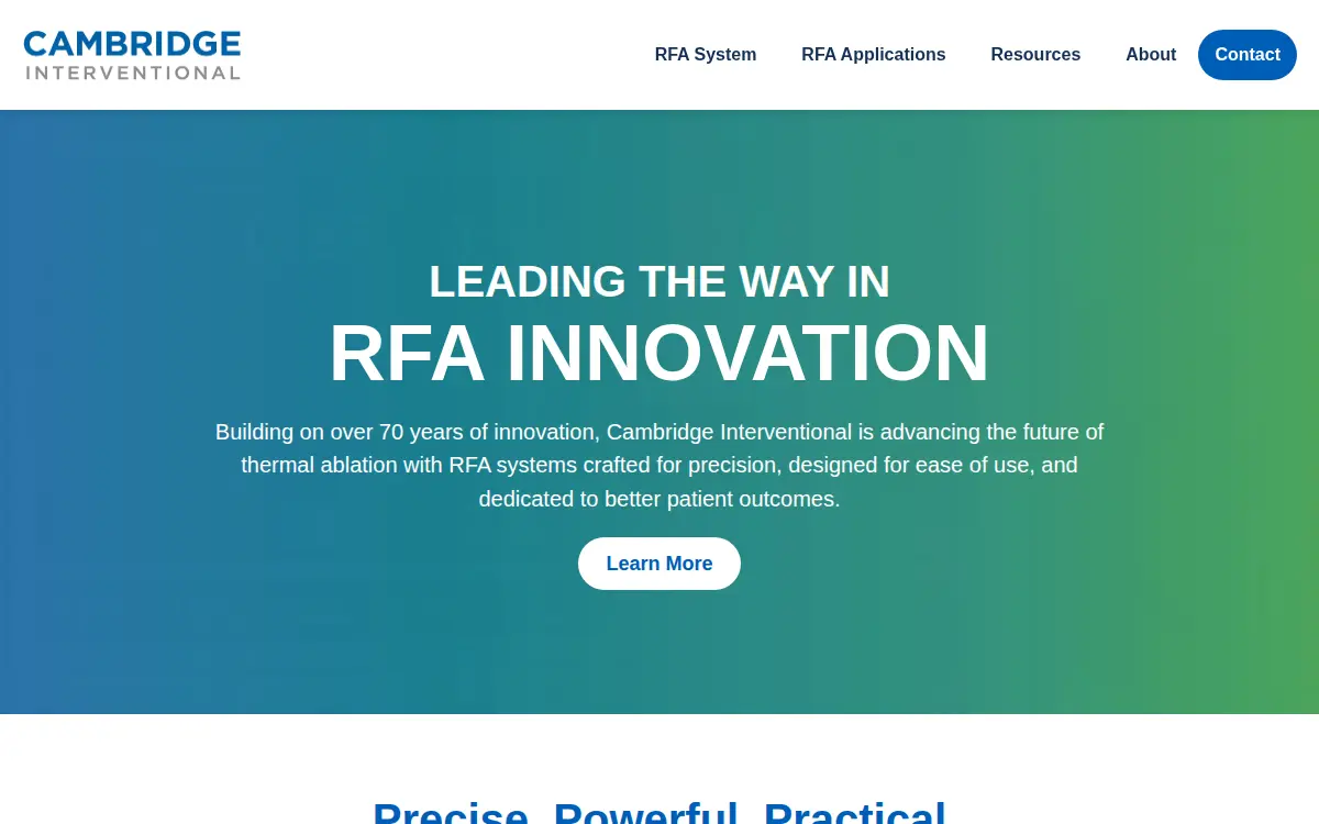 Homepage of Cambridge Interventional LLC