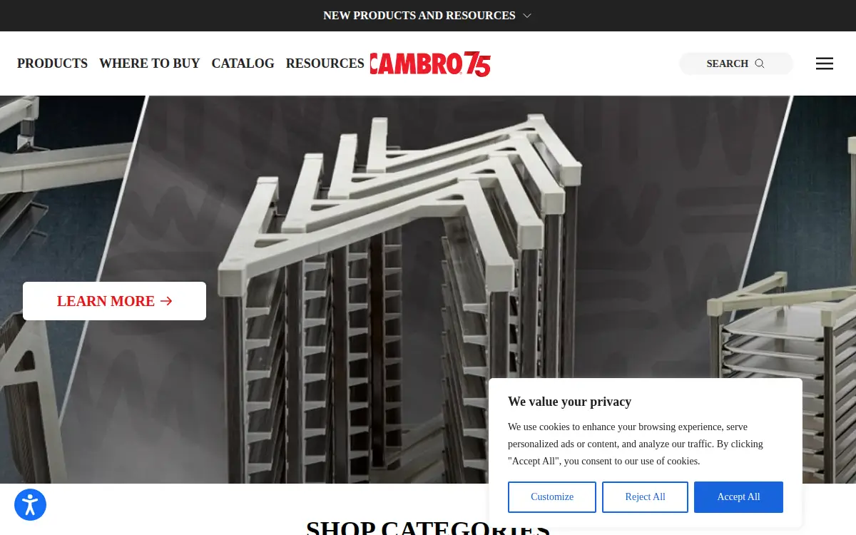 Homepage of Cambro Manufacturing Company