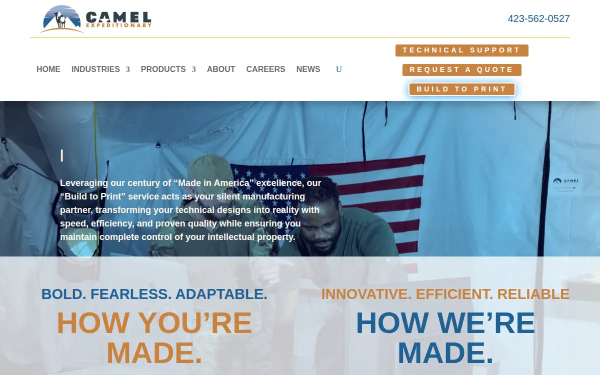 Homepage of Camel Manufacturing Company LLC